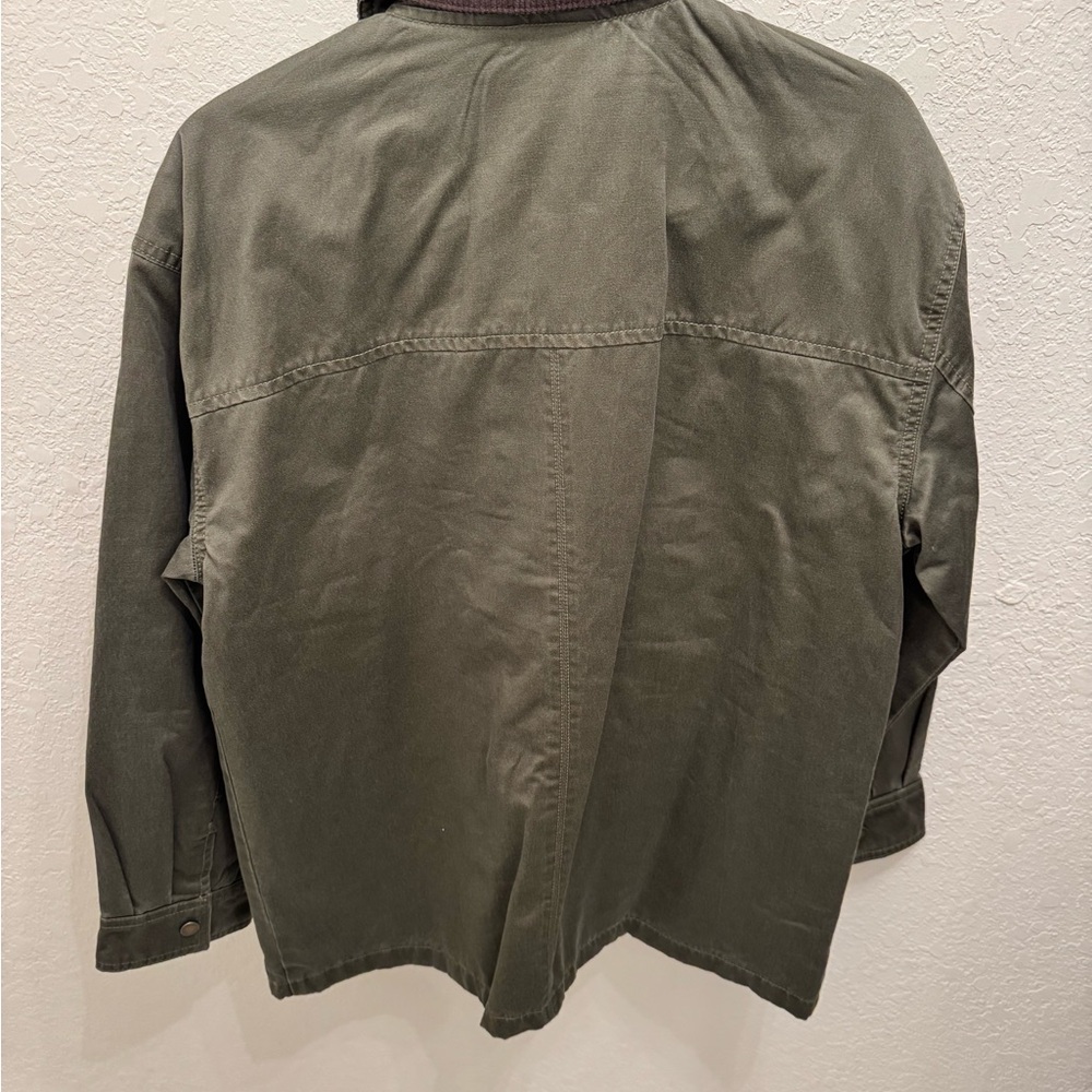 Abercrombie & Fitch Mid-Length Waxed Barn Jacket | Olive | Small - Picture 4 of 6
